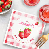 Bride's Berry Special Day Aardbei Retro Gingham Servet