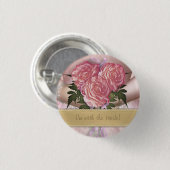 Brides Bouquet (roze) Aangepast huwelijk Ronde Button 3,2 Cm (Voorkant /achterkant)
