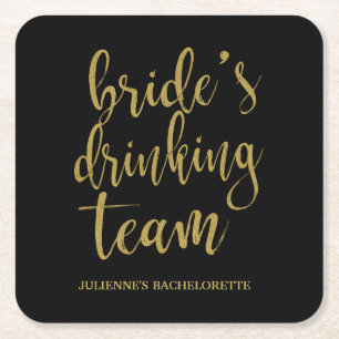 Bride's Drink Team Lovely Glitter Bachelorette Kartonnen Onderzetters