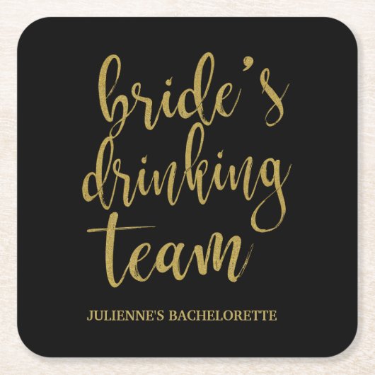 Bride's Drink Team Lovely Glitter Bachelorette Kartonnen Onderzetters (Voorkant)