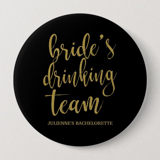 Bride's Drink Team Schattigee Kalligrafie Bruidsme Ronde Button 4,0 Cm (Voorkant)