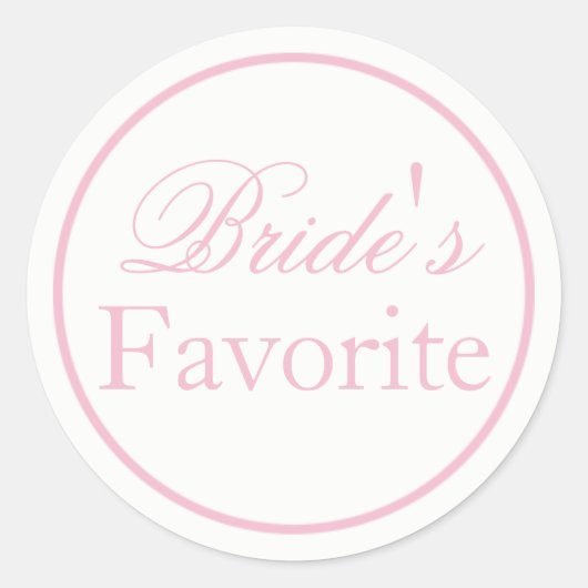 "Bride's favoriete" bruiloft Sticker Blush Pink (Voorkant)