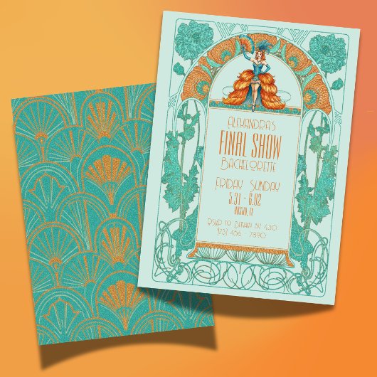 Bride's Final Show Art Deco Showgirl Bachelorette Kaart