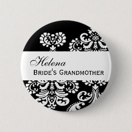 BRIDE'S GRANDMOTHER Button Black en White Damask