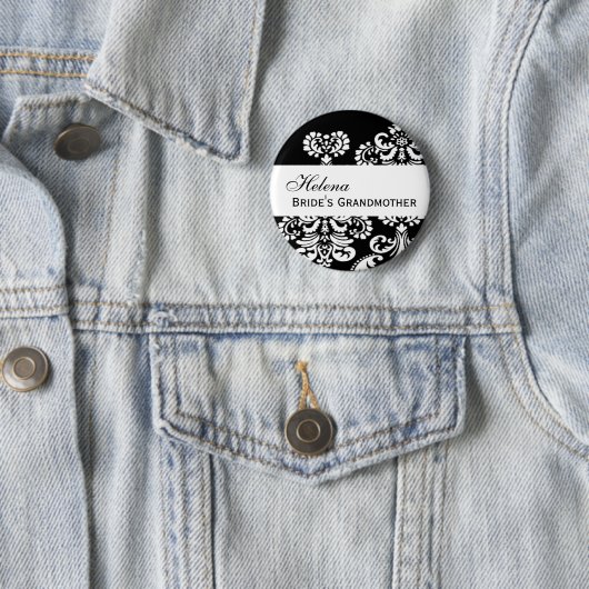 BRIDE'S GRANDMOTHER Button Black en White Damask (In situ)