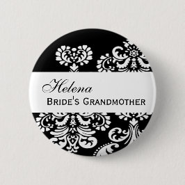 BRIDE'S GRANDMOTHER Button Black en White Damask
