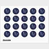 Brides Grooms monogram Navy Blue Modern Wedding Ronde Sticker (Vel)