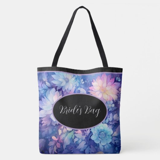 Bride's j Bag Floral Peonies multi Print Canvas ta Tote Bag (Achterkant)