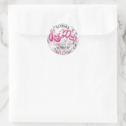 Bride's Last Disco Ball Bachelorette Party Favorie Ronde Sticker (Tas)
