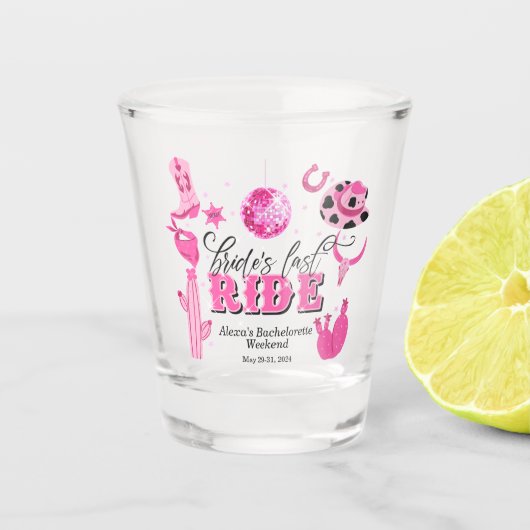 Bride's Last Ride Bachelorette Party Shot Glass Glas (Voorkant)