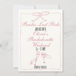 Brides last Ride Bachelorette Weekend Itinerary Kaart
