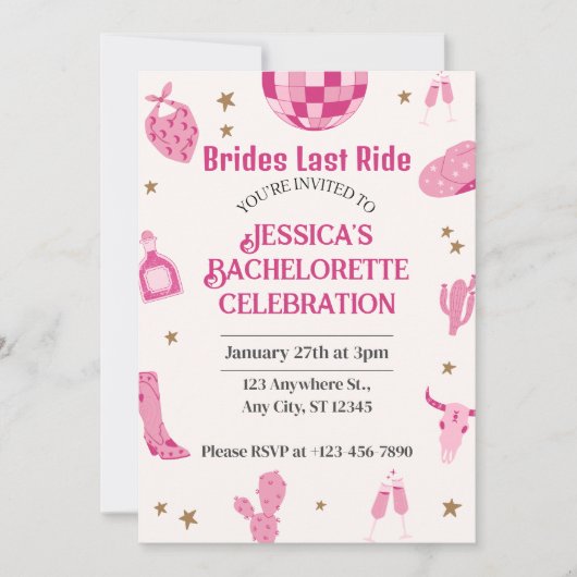 Brides last Ride Bachelorette Weekend Itinerary Kaart (Voorkant)