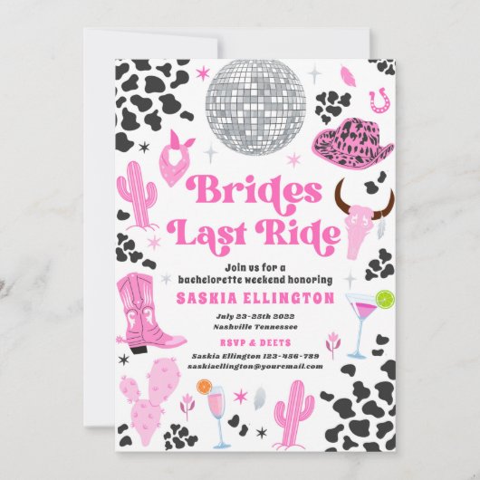 Brides last Ride Bachelorette Weekend Itinerary Kaart (Voorkant)