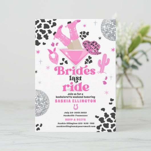 Brides last Ride Bachelorette Weekend Itinerary Kaart (Staand voorkant)