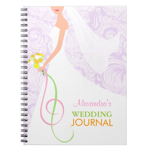 Bride's Lavender Damask Wedding Journal-laptop Notitieboek (Voorkant)