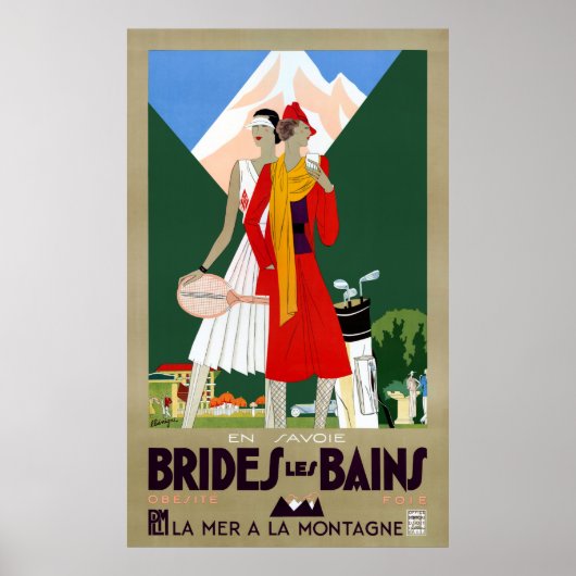 Brides Les Bains France Vintage Travel Poster (Voorkant)