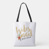 Brides Maid Gold Glitter Script Text Tote Bag (Achterkant)