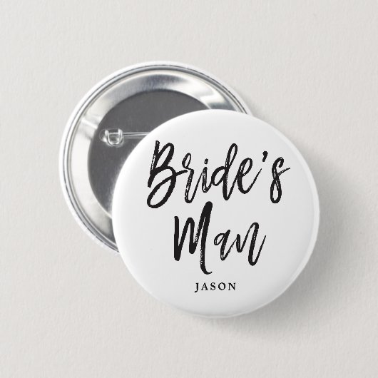 Bride's Man | Zwart script  Ronde Button 5,7 Cm (Voorkant /achterkant)
