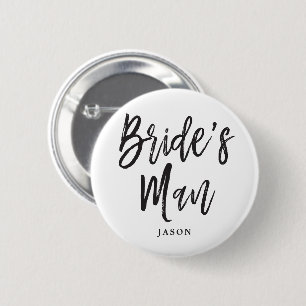 Bride's Man   Zwart script  Ronde Button 5,7 Cm