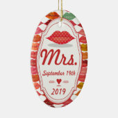 Bride's Mrs Keepomwille met Datum Keramisch Ornament (Rechts)