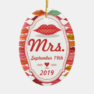 Bride's Mrs Keepomwille met Datum Keramisch Ornament