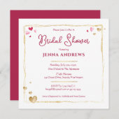 Bride's Name, Elegant Gold en Red Kaart (Voorkant / Achterkant)
