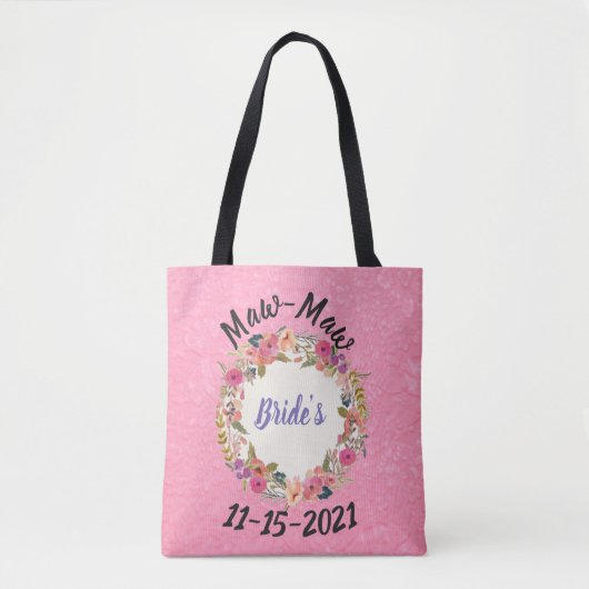 Bride's oma's Floral krans ontwerp Tote Bag (Voorkant)