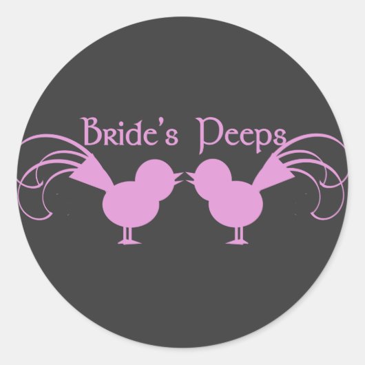 Bride's peps/roze ronde sticker (Voorkant)