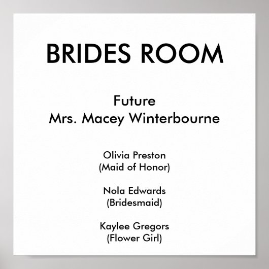 BRIDES ROOM, FutureMrs. Macey Winterbourne, Oli... Poster (Voorkant)