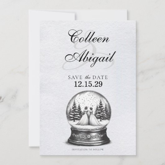 Brides Snow Wereldbol Save The Date (Voorkant)