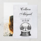 Brides Snow Wereldbol Save The Date (Voorkant / Achterkant)