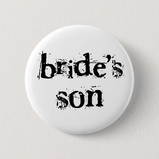 Bride's Son Black Text Ronde Button 5,7 Cm (Voorkant)