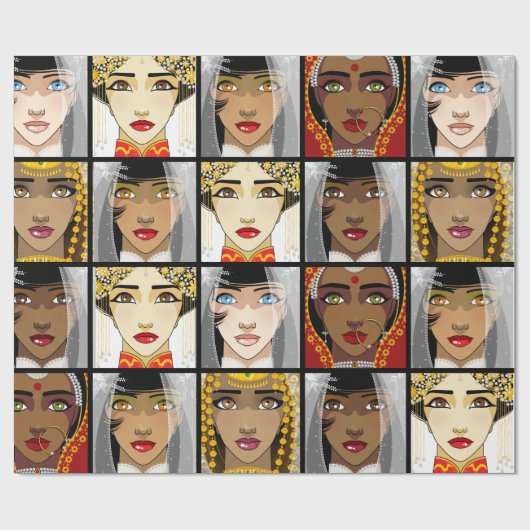 Brides van over de hele wereld cadeaupapier (Vlak)