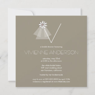 Bride's Veil Daisy Flower Monogram Vrijgezellenfee Kaart