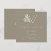 Bride's Veil Daisy Flower Monogram Vrijgezellenfee Kaart (Voorkant / Achterkant)