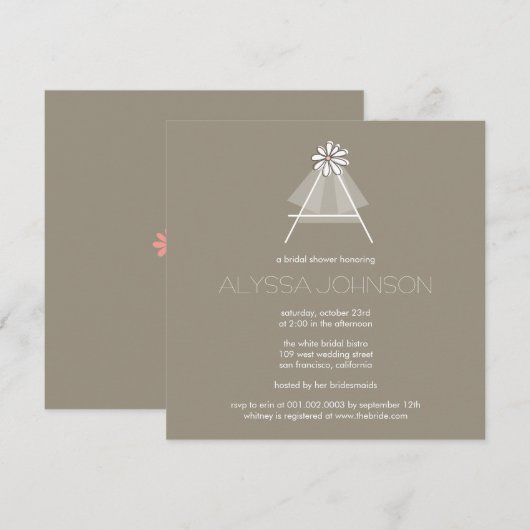 Bride's Veil Daisy Flower Monogram Vrijgezellenfee Kaart (Voorkant / Achterkant)