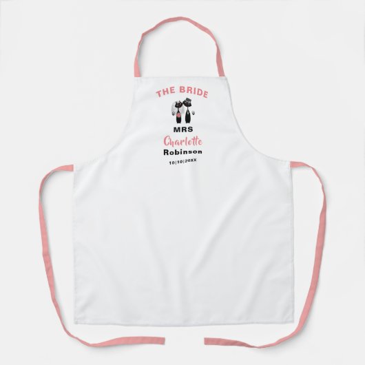 Brides Wedding Day Speciaal Apron gepersonaliseerd Schort (Voorkant)