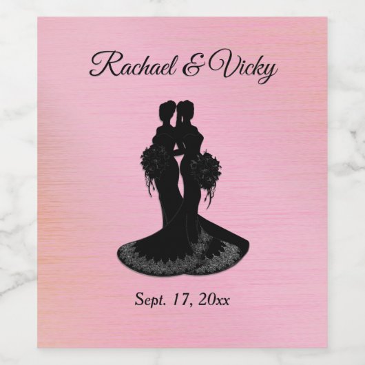 Brides Wedding Pink Wijn Etiket (Enkel label)