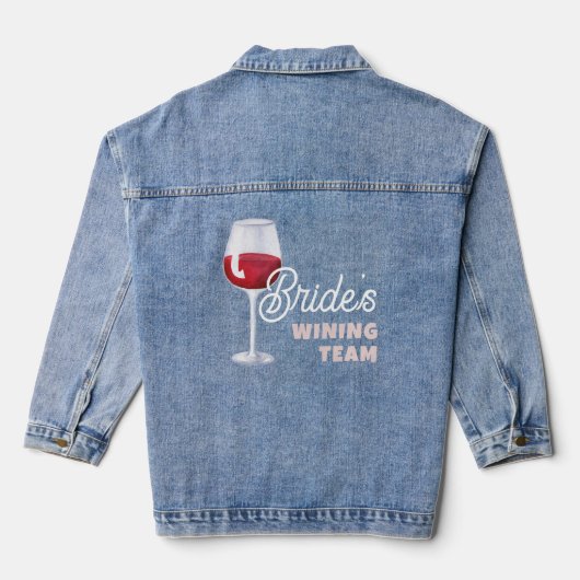 Bride's Winning Rode Wijn Drink Team Bachelorette Denim Jacket (Achterkant)