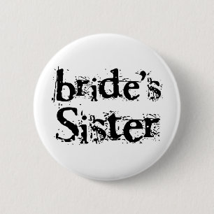 Bride's Zuster Black Text Ronde Button 5,7 Cm