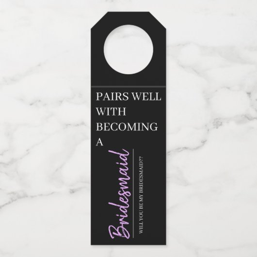 Bridesmaid Announcement Wijnlabel Flessenhanger (Voorkant)