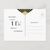 Bridesmaid Art Deco Black Gold Uitnodiging Briefkaart (Achterkant)
