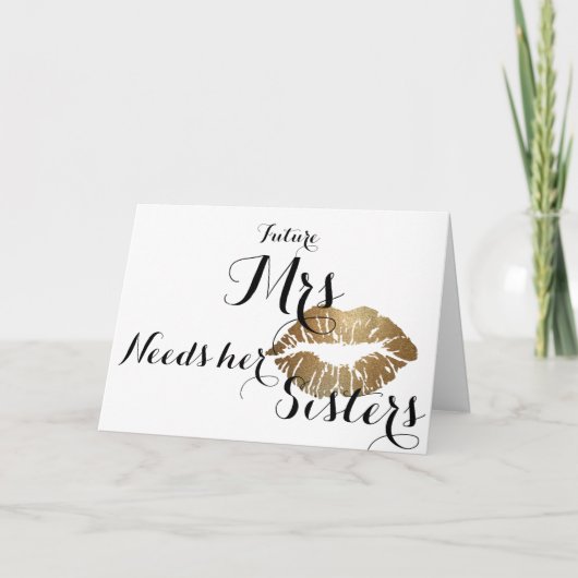 Bridesmaid ask card - Gold kiss - Total sjabloon (Voorkant)