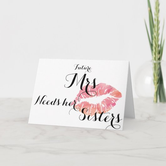 Bridesmaid ask card - roze kus - Totale sjabloon (Voorkant)