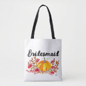 Bridesmaid Autumn Pumpkin Floral Fall Wedding Tote Bag (Voorkant)