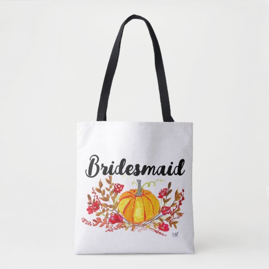 Bridesmaid Autumn Pumpkin Floral Fall Wedding Tote Bag (Voorkant)