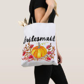 Bridesmaid Autumn Pumpkin Floral Fall Wedding Tote Bag (Dichtbij)