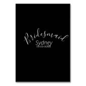 Bridesmaid bachelorette party add name modern  kaart (Achterkant)