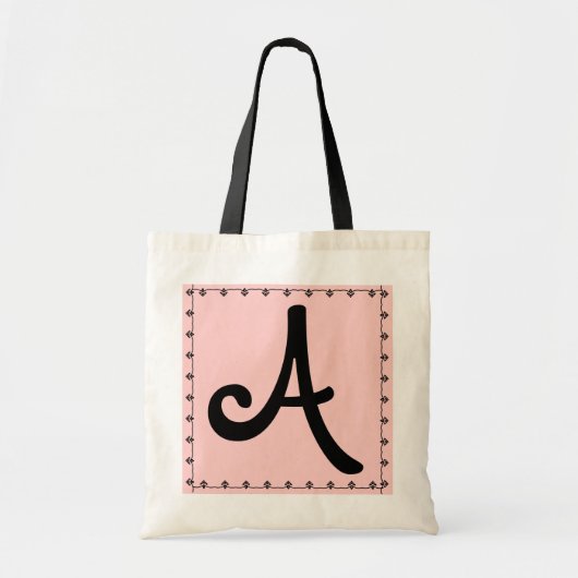 Bridesmaid Bag - BLACK Monogram PINK Background Tote Bag (Voorkant)
