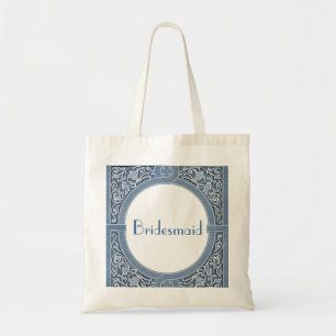 Bridesmaid Bag - Denim Blue Art Deco Lijst Tote Bag